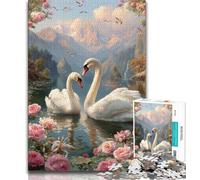 Black Swan Jigsaw Puzzles for Teenagers,Stress Reliever Staycation Kill Time with Matching Poster And Trivia Sheet (75x50cm)