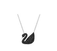 (Black swan necklace in white gold) gradient blue red pink white black swan necklace female using strange element crystal smart collarbone chain