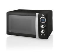 (Black) Swan Retro Digital LED 20L Microwave 800W Freestanding Countertop Five Power Levels