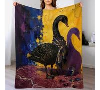 Black Swan Still Life Throw Blanket Soft Flannel Cover for Sofa and Bed