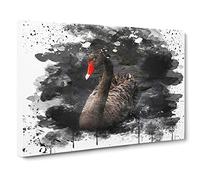 Black Swan V3 Canvas Print | Gallery Wrapped 30mm Frame Wall Art | 24x16 inches | Ready to Hang | Modern Bird Picture | Living Room Bedroom Lounge Office