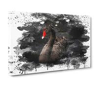 Black Swan V3 Canvas Print | Gallery Wrapped 30mm Frame Wall Art | 30x20 inches | Ready to Hang | Modern Bird Picture | Living Room Bedroom Lounge Office