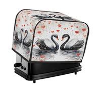 Black Swans Red Hearts Toaster Cover 2 Slice Toaster Cover, Dust Cover Kitchen Small Appliance Cover Women Gift