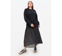 Black Sweatshirt Combined Plisse Polka Dot Midaxi Dress 8