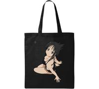 Black Swimsuit Anime Pin Up Beach Babe Natural Ecological Cotton Tote Bag Black