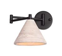 Black Swing Arm Wood Accent Travertine Stshade Reading Lamp Mid Century Modern Adjustable E26 Wall Sconce for Bedroom Living Room Hallway Hardwired