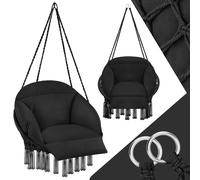 (black) Swing Chair Garden Hanging Hammock Swinging Indoor Outdoor Rope Balcony