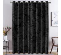 Black Swirl Curtains for Bedroom Living Room, Modern Minimalist Art Blackout Curtains Eyelet 54 Drop - Thermal Patterned Window Drapes Home Decor 66x54 Inch 2 Panels K8