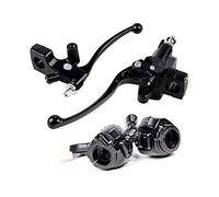 Black Switch Horn Turn Signal Head Light w/Harness + Brake Clutch Levers Compatible with 1996-2012 Harley Dyna Softail Sportster V-Rod 1" Handlebar