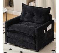 Black Swivel Accent Chair 36" 360° Rotating Armchair with Solid Wood Frame Double-Sided Chenille Upholstery Overstuffed Comfort for Living Room Stylish Accent Furniture