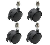Black swivel castors for furniture, 40mm diameter with fixing plate and ball bearing for Electric Heating Oil Heater Replacement Basic Wheels 4 PCS Loopunk (With Brake)