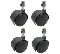 Black swivel castors for furniture, 40mm diameter with fixing plate and ball bearing for Electric Heating Oil Heater Replacement Basic Wheels 4 PCS Loopunk (without brake)