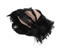 Black Synthetic Balding Wig with Straight Side Hair for Old Man Characters | Lightweight Net Base, Bionic Knotted Roots, Integrated Fringe, Breathable Comfortable Wear for Halloween Theatre Cosplay