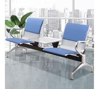 Black Synthetic Leather Waiting Room Chair Set With Armrests - Reception Benches With Backrest Center Table For Hospitals, Schools, Salons - Durable And Stylish Seating Solution,Blue-Talla Única