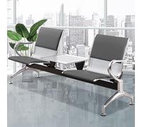 Black Synthetic Leather Waiting Room Chair Set With Armrests - Reception Benches With Backrest Center Table For Hospitals, Schools, Salons - Durable And Stylish Seating Solution,Gris-Talla Única
