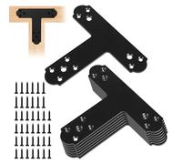 Black T Mending Plate 12pcs T Shape Repair Plates Thickness 4mm T Plate Mending Bracket for Repairing Fixing Connecting Wood, Furniture, Truss Framing