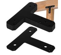Black T Mending Plate - 6PCS Iron Household Flat T Shape Repair Plates | Black Mending Plate for Post-and-Beam Connectors, Rust Proof Fixing -Bracket for Joints