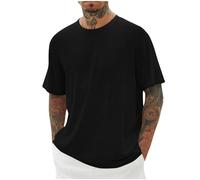 Black T Shirt Men Summer Short Sleeve Casual Classic Solid Color Oversized Shirts Work Out Sport Running Tshirt Crewneck Loose Fit Breathable Lightweight Comfy Daily Stylish Beach T-Shirt Tees