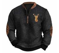 Black T Shirt Mens Tracksuit Work Fleece 2024 Gift Men's Vintage Western Knit Print Zip Up Sweatshirt Gift (Black, L)