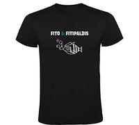 Black T-shirt with Fito and Fitipaldis Logo Men 100% Cotton Sizes S M L XL XXL Short Sleeves, White, L