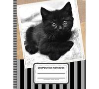 Black Tabby Kitten Composition Notebook: 7.5 x 9.25 inch / 200 Pages (100 sheets) / Wide Ruled Paper For Writing - Homework - Notes - Doodles - ... for Boys Girls Kids / Cat - Baby Animal Photo
