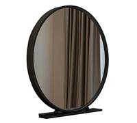Black Table Top Cosmetic Mirror, Metal Framed Round Makeup Vanity Mirror Freestanding for Bedroom Dressing Room | 50 * 50cm