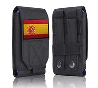 Black Tactical Molle Waterproof CellPhone Pouch Case,Heavy Duty Phone Holster Bag for iPhone 11 12 13 Pro Max Samsung S22 S21 S20 FE Note 20 A02S Less 6.7" Phone with 1 Pack Spain Flag Patch