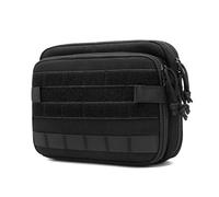 Black Tactical Toiletry Bag for Men Heavy-Duty Polyester Travel Organizer with Large Capacity Water-Resistant Compact Portable Shaving Bag Multiple Compartments for Military Camping Outdoor Bathroom
