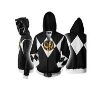 (Black, Tag S=US XXS) Mighty Morphin Power Rangers Cosplay 3D Printing Hoodie