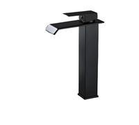 Black Tall Kitchen Faucet Golden & Black Cascade Bathroom Sink Tap Brass Deck-Mounted Mixer Modern High Arc Waterfall Faucet for Lavabo Stylish & Design