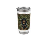 Black Tan Cavalier William Morris Style Floral Stainless Steel Insulated Tumbler