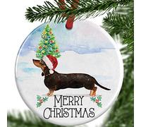 Black Tan Dachshund Christmas Ornament - Personalised Dog Bauble - Custom Ceramic Tree Decoration - Pet Memorial Gift - Gift Boxed Keepsake for Dog Lovers - UK Made Festive Decor