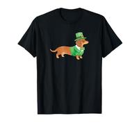 Black Tan Dachshund Leprechaun St Patricks Day Art T-Shirt