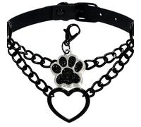 Black & Tattoo Choker: Goth Heart Chain Necklace with Removable Claw Pendant, Gothic Punk Grunge Jewelry Gift for Women/Men, Halloween/Christmas