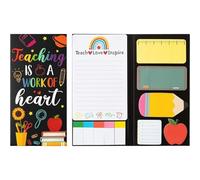 Black Teachers' Day Sticky Notes Set, 550 Sheets,Cute Cartoon Dog Post It Notes with 3 Point Pens, Self-Adhesive Writing Memo Pages Back to School Office Supplies