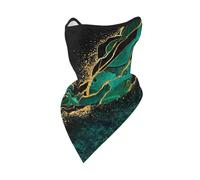 Black Teal Marble Green Malachite With Golden Veins Gold Spots Windproof Mask,Neck Gaiter Winter Motorcycle Face Cover