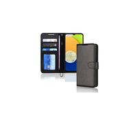 TECHGEAR Galaxy A03 Leather Wallet Case, Flip Protective Case Cover with Wallet Card Holder, Stand and Wrist Strap - Black PU Leather with Magnetic Closure Designed For Samsung A03