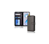 (Black) TECHGEAR Moto E32 Leather Wallet Case, Flip Protective Case Cover with Wallet Card Holder, Stand & Wrist Strap, PU Leather with Magnetic Clasp