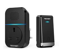(Black) TECKNET Wireless Doorbell, No Battery Required Self-Powered Door Bell