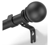 Black Telescopic Curtain Pole 102-187 CM, 25mm Diameter Heavy Duty Adjustable Metal Curtain Poles with Brackets and Finials, Long Window Curtain Pole for Outdoor, Bedroom, Kitchen,Living Room