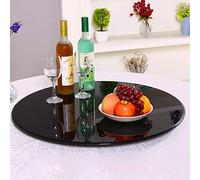 Black Tempered Glass Dining Table Turntable Lazy Susan Rotating Plate Round Serving Tray 40-100cm Table Top Serving Plate for Easy To Share All Food