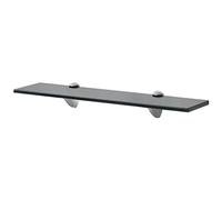 Black Tempered Glass Floating Shelf 50x20 cm, 8mm Thick, Multi-Purpose Wall Storage for Bathroom, Living Room, Bedroom - Perfect for Cotton Balls, Decor, and More.