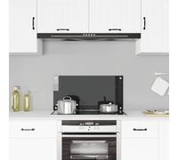 Black Tempered Glass Kitchen Splashback, 80 x 40 cm, 6 mm Thick with Mounting Accessories, Heat Resistant up to 240 Degrees, Scratch-Resistant, Easy to Clean, Ideal for Cooking, Baking and Roasting in
