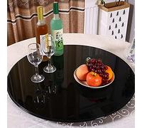 Black Tempered Glass Lazy Susan Turntable - 90cm Rotating Serving Tray for Dining Table & Kitchen 360° Rotation Perfect for Entertaining and Meal Service