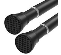 Black Tension Rods for Windows 28 to 48 Inch,2 Pack Spring Shower Rod Tension Rods Expandable Pressure Shower Curtain Rod Tension No Drill Adjustable Curtain Rods for Bathroom or Shower
