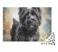 Black Terrier Portrait 1000 Piece Jigsaw Puzzle, Beautiful Black Dog Art Print Home Decor, Educational Game for Adults, Challenging Jigsaw, 38x26cm/1000pcs