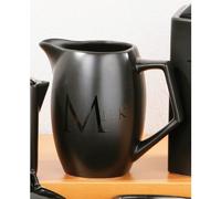 Black Text Milk Jug, Ceramic - Ideal for Serving Milk or Cream