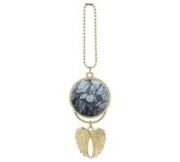 Black Textured Marble Car Pendant, Rear View Mirror Hanging Ornament, Auto Decor for Rearview Mirror, Keychain Golden-Style