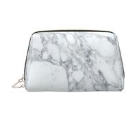 Black Textured Marble Leather Makeup Bag for Travel, Portable Cosmetic Organizer, Make Up Bag with Zipper