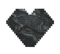Black Textured Marble Print Art Brick Puzzle Heart Shaped DIY Building Blocks Set 3D Jigsaw Home Decor 82 Pieces